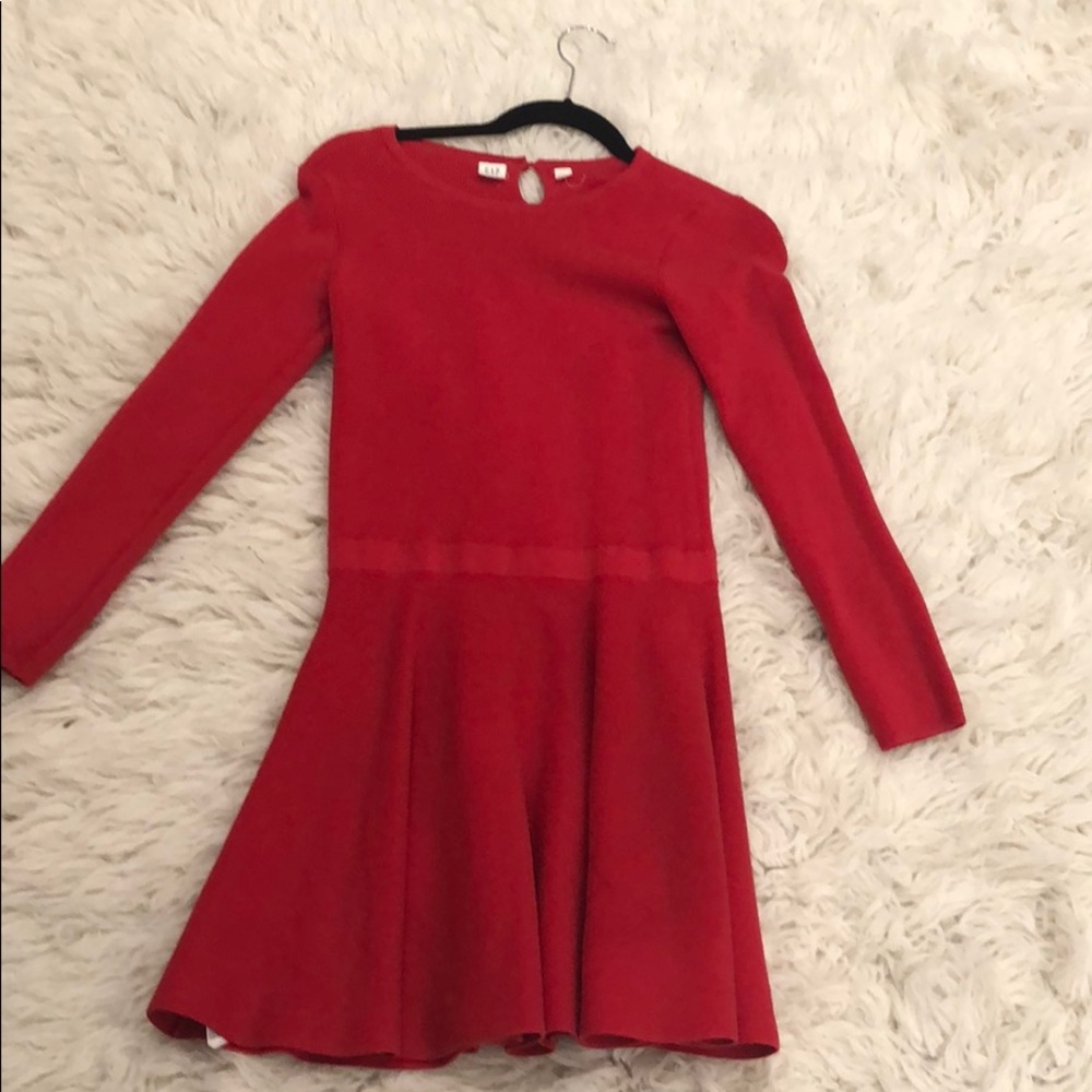 red fit and flare dress